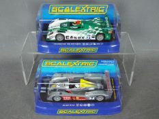 Scalextric - 2 x cars, Porsche RS Spyder in Team Essex livery, Audi R10 in TDI Power livery.