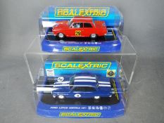 Scalextric - 2 x 1964 Ford Cortina MkI racing cars,