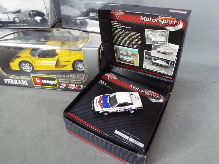 Auto Art, IXO, Corgi, Hongwell, Bburago - Six boxed diecast model cars in various scales. - Image 3 of 3