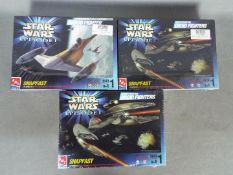 Star Wars, AMT, ERTL - Three boxed Star Wars Episode 1 plastic model kits in 1:48 scale from AMT.
