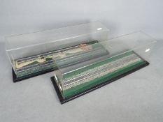 Unknown Maker - 2 x perspex diorama display cases ready decorated for 00 gauge railway locos.