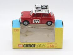 Corgi - A boxed Monte Carlo Mini Cooper S with rally number 177 in a window box. # 339.