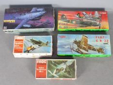 Frog, Artiplast; Hasegawa - Five boxed plastic military aircraft model kits.