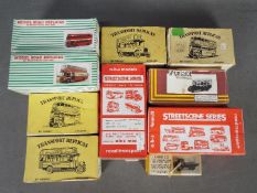 Model Road Replicas - Transport Replicas - A collection of 10 x white metal bus and truck model