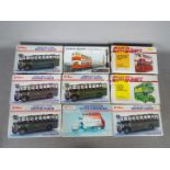 Keil Kraft - A group of 9 x 1:72 scale plastic bus and tram model kits including London County