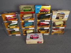 Corgi Classics - A boxed group of 14 diecast model buses predominately Bedford OB Coaches.