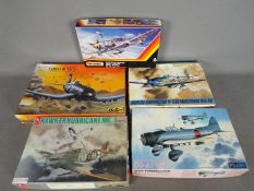 Matchbox - Tamiya - Hobby Craft - A collection of 5 x model aircraft kits in 1:48 scale including #
