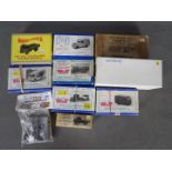 Midget Models - W&P - Anbrico - A collection of 10 x white metal bus and lorry model kits mostly in