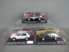 Spirit - A group of 3 x VW Golf GTI slot cars including 1980 Rally Des Miles Pistes car,