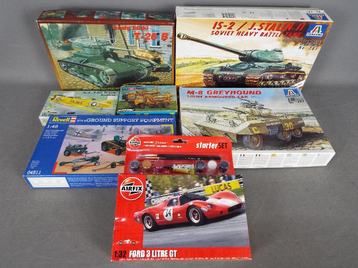 Revell, Italeri, Airfix, Kibri, Other - Six boxed plastic model kits.