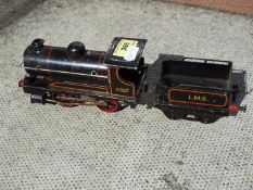 Hornby - an O gauge locomotive 0-4-0 with tender, rare black BR op no 8327,