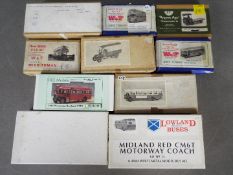 W&T - Pirate Models - RTC Models - A collection of 10 x white metal model bus kits including # 486