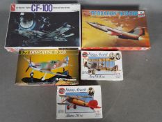 Airfix, Humbrol, Hobby Craft, ESCI - Five boxed plastic 1:72 scale military aircraft model kits.