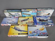 Monogram - Hobby Craft - Hasegawa - A collection of 8 x aircraft model kits mostly in 1:48 scale