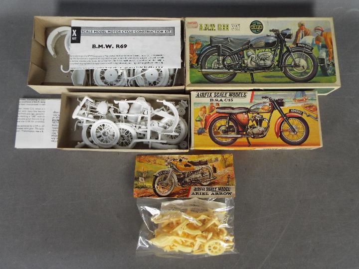 Airfix - Three vintage plastic model motorcycle kits.