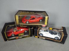 Bburago / Maisto / Guiloy - three 1:18 scale diecast models comprising Bburago Ferrari Testarossa