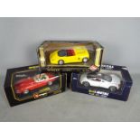 Bburago / Revell / Guiloy - three 1:18 scale diecast models comprising Bburago Jaguar E Cabriolet