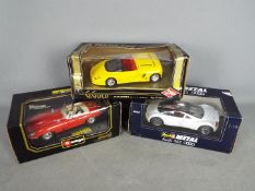 Bburago / Revell / Guiloy - three 1:18 scale diecast models comprising Bburago Jaguar E Cabriolet