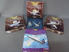 Corgi Aviation Archive - Four boxed diecast passenger aircraft in 1:144 scale.