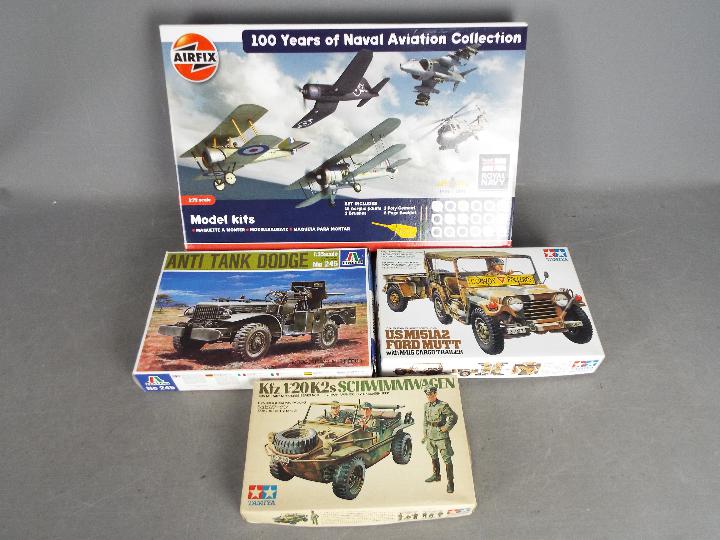 Italeri - Tamiya - Airfix - 4 x boxed military model kits in several scales including # 3630 US