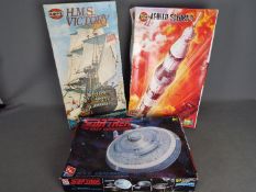 Airfix - AMT - 3 x boxed model kits, # 09170 Apollo Saturn V in 1:144 scale, # 09252-6 H.M.S.