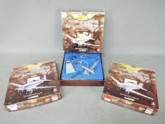 Corgi Aviation Archive - Three boxed diecast passenger Douglas DC3 aircraft in 1:144 scale.