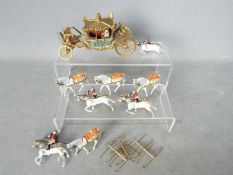 Britains - An unboxed Britains #1470 State Coach (post War Version) with gilt coloured coach,