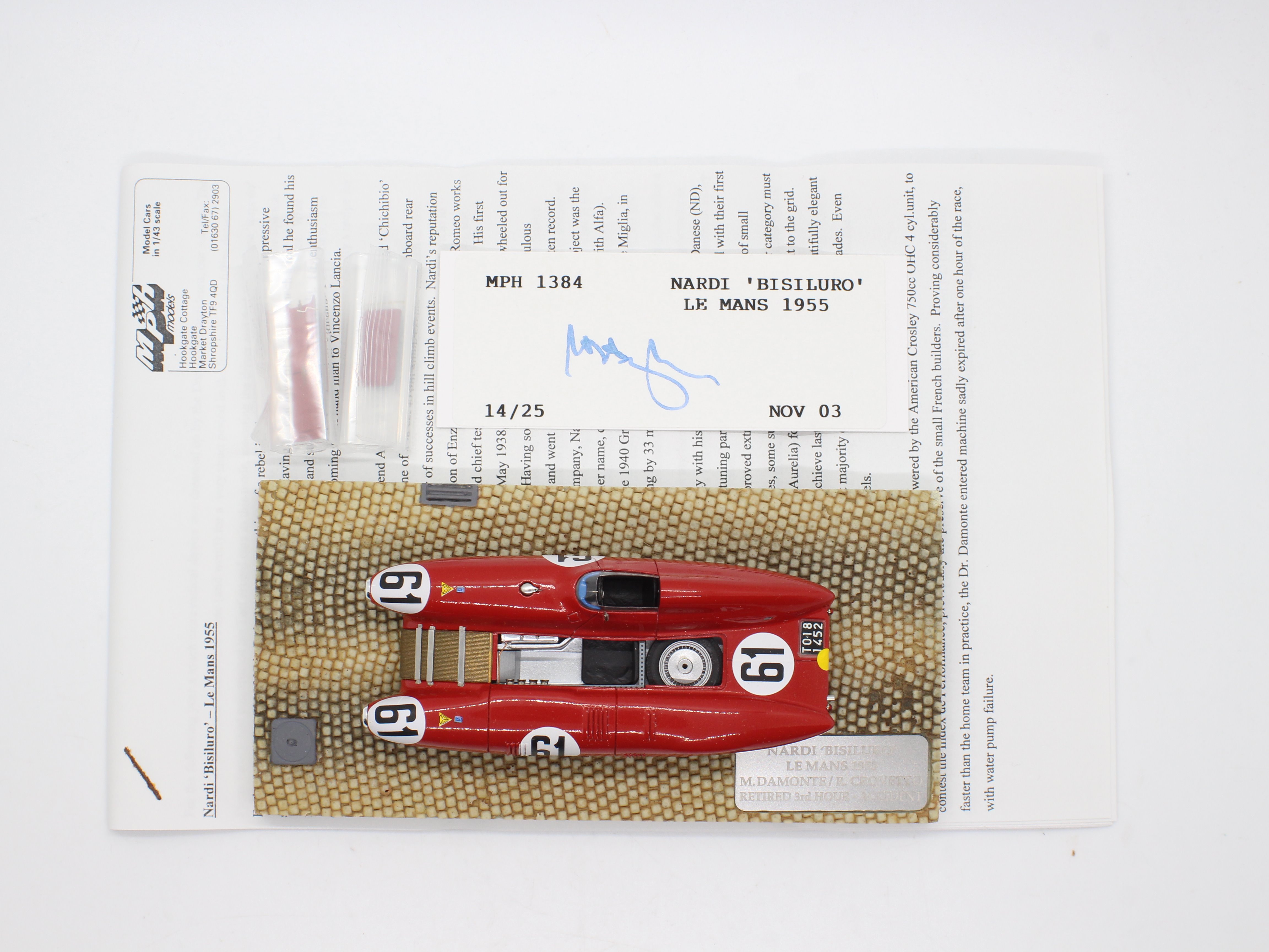 MPH Models, Tim Dyke - A boxed MPH Models #1384 Nardi 'Bisiluro' Le Mans 1955, M.Damonte / R. - Image 9 of 12