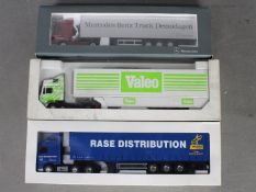 NZG - Eligor - 3 x boxed trucks in 1:43 scale including NZG Mercedes Benz Actros 1860 articulated