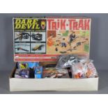 Scalextric - A box with a quantity of track, 2 x analogue controllers,