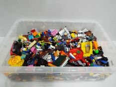 Lego / Various - Plastic tub filled with Lego and other spurious toys / builder bricks. 5.