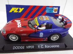 Fly - Slot Car model in 1:32 Scale - # E-5 Dodge Viper. F.C. Barcelona livery. Barca Football club.