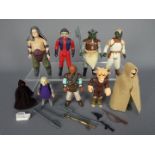 Star Wars - Nine unboxed action figures comprising Rancor Keeper ©LFL 1984 no COO, Klaatu ©LFL 83 H.