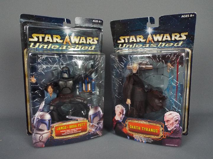 Star Wars - Hasbro - 2 x Unleashed 8" sculpture figures from 2002,