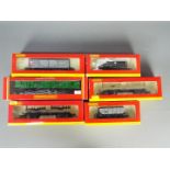 Hornby - 6 x boxed 00 gauge wagons including # R6123 BR Bogie Bolster, # R178 SR Bogile Luggage Van,