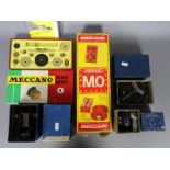 Meccano - 5 x boxed motor and gear sets, # EO20, # E15R, # No.1, # MO, # Gears Outfit B.