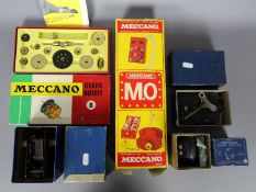 Meccano - 5 x boxed motor and gear sets, # EO20, # E15R, # No.1, # MO, # Gears Outfit B.