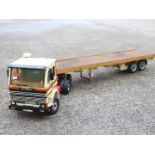 Wooden Toy Truck - A large scale wooden toy Scania 142E articulated lorry made from Richard