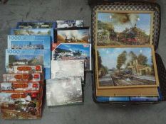 Waddingtons - JR Puzzles - King - A lot of 15 x boxed jigsaws mostly with railway interest and 3 x