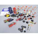 Dinky - A collection of 8 x vehicles and a quantity of accessories including # 37a Civilian