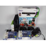 Microsoft X-Box - A collection of X-Box equipment including console, 2 x controllers, power lead,