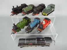 Hornby, Airfix, Triang, Lima - A siding of eight unboxed OO gauge steam and diesel locomotives.