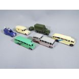 Dinky - A group of 6 x commercial vehicles including #151b 6-wheel Covered Wagon with trailer,