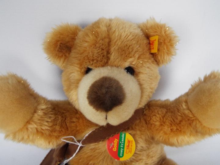 Steiff - two teddy bears - lot includes a "Goldy" Steiff bear that is wearing a brown satchel and - Image 7 of 9