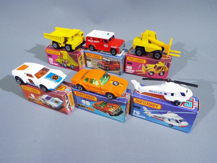 Matchbox - A collection of 6 x boxed 1970s Superfast vehicles including # 8 De Tomaso Pantera,
