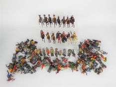 Britains - A collection of 98 x mostly Britains and some unknown maker cast metal Cowboys,