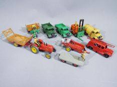 Dinky - A collection of 10 x commercial vehicles including # 300 Massey Harris tractor 1954-62,