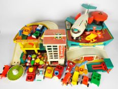Fisher Price - A collection of vintage Fisher Price including Play Family Airport with airplane and