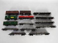 Bachmann - Wrenn - Hornby - A collection of 14 x unboxed wagons including 5 x # 33856 Bogie Bolster