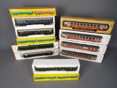 Liliput - Schicht - Jouef - A group of 9 x boxed 00 gauge coaches including Swiss Federal Railways